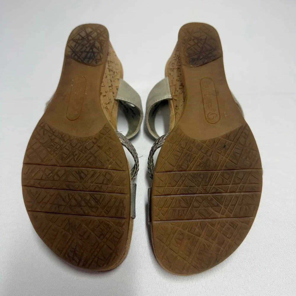 Baretraps Farah Womens 7.5M Champagne Metallic Cork‎ Wedge Braided Sandals BTS23